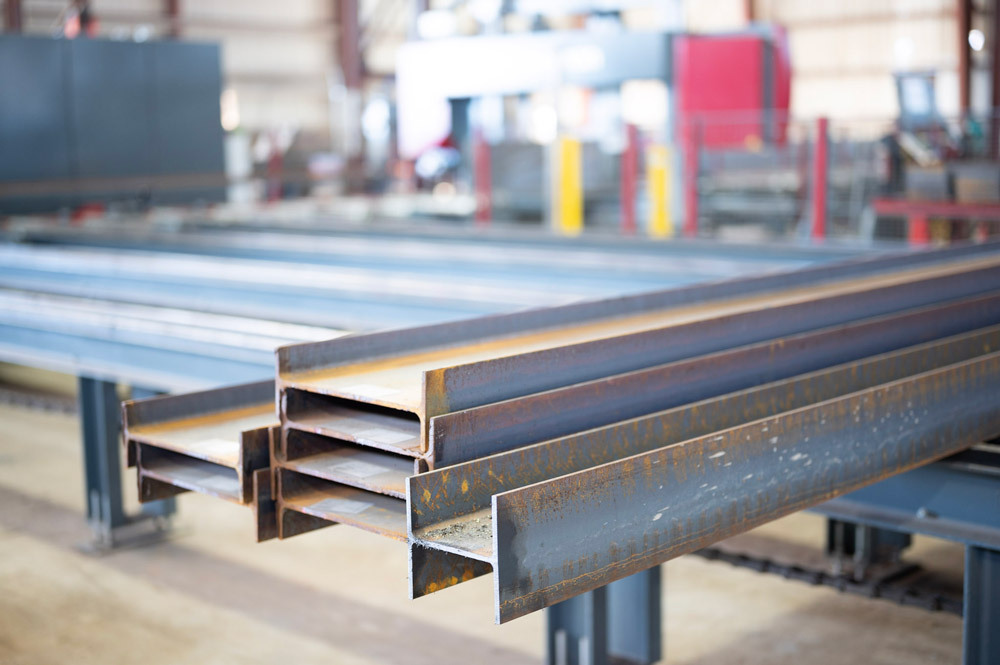 stacked steel beams